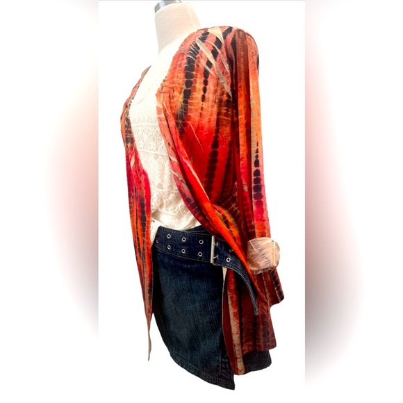 Chico's Vibrant Red and Orange 🍊 Open Cardigan - Picture 4 of 6
